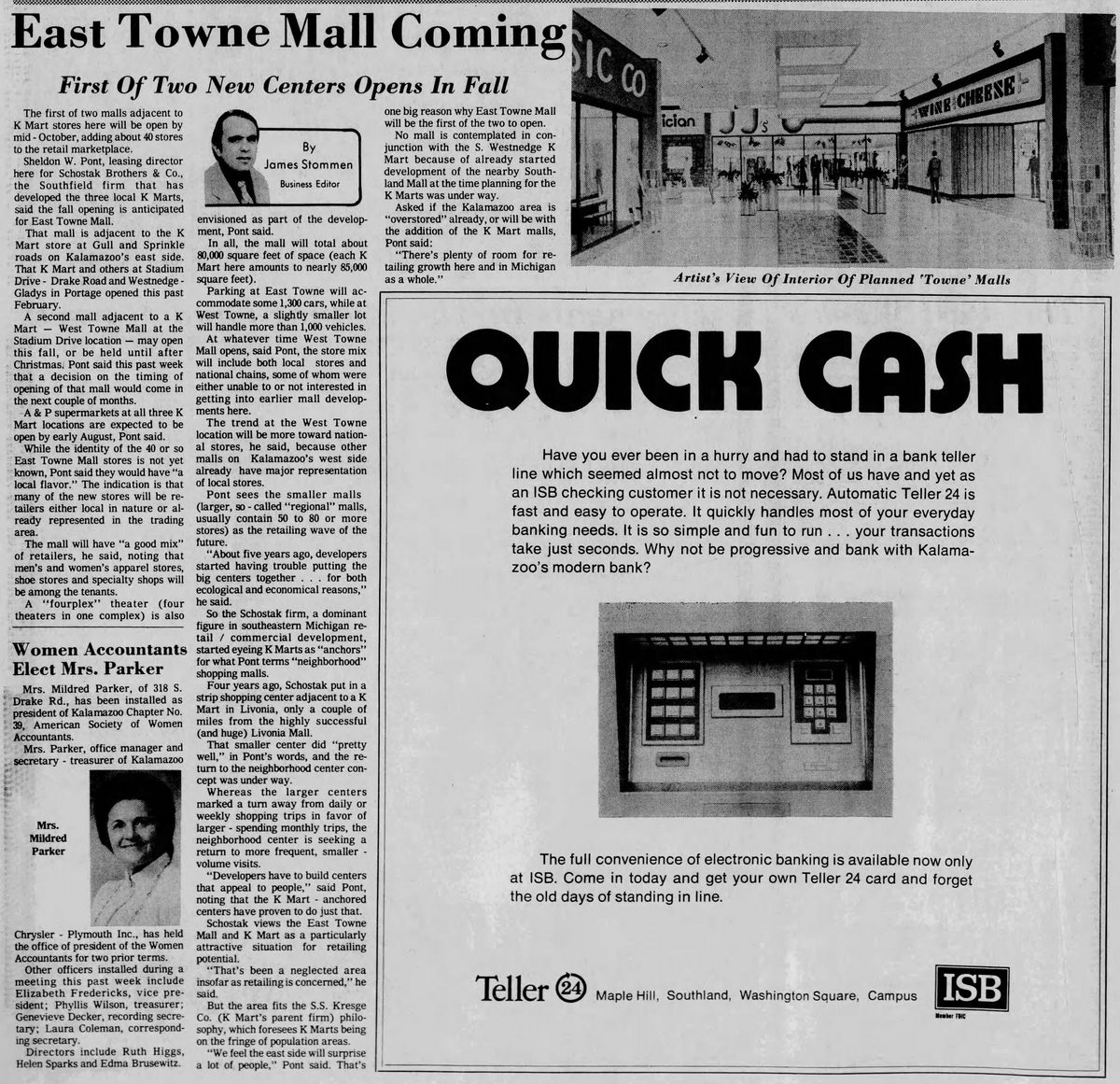 East Towne Mall (Gull Crossing, East Town Mall) - Jun 08 1975 Article